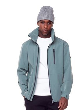 Men's Sage Green Performance Zip Jacket with Stand Collar